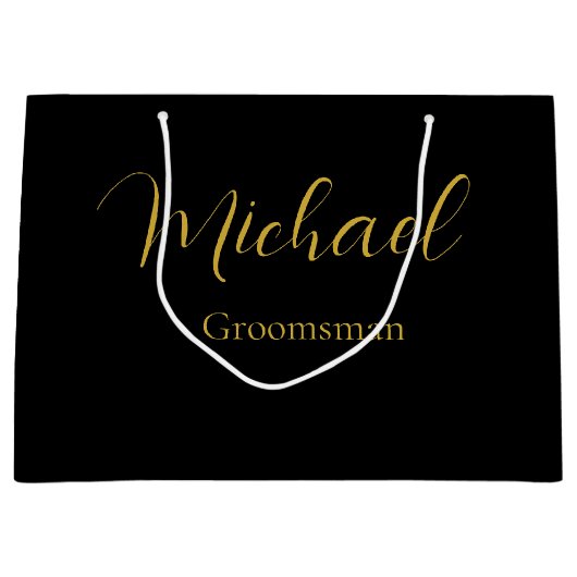 洗練されたウェディングギフトバッグ オリジナルテキスト付き ラージペーパーバッグ (正面)