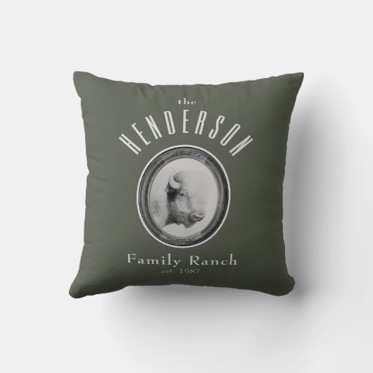 洗練されたウエスタンランチバッファローカスタムセージ クッション (裏面)