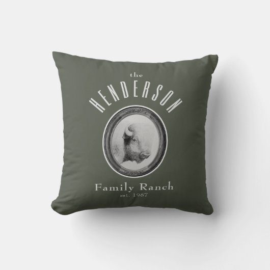 洗練されたウエスタンランチバッファローカスタムセージ クッション (正面)