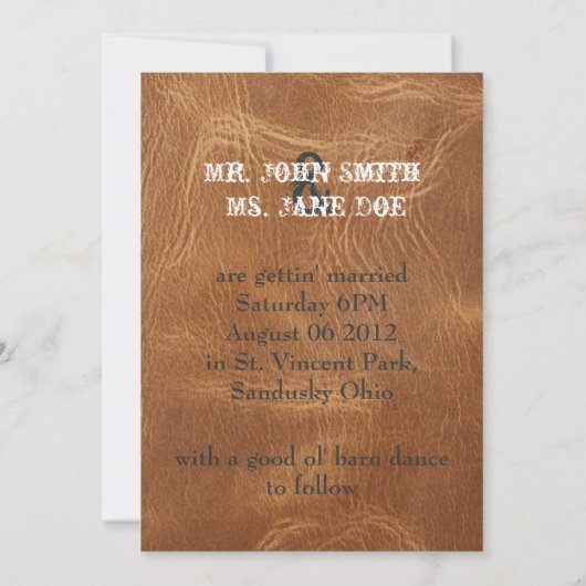 洗練されたウエスタンレザーの結婚式招待状 招待状 (裏面)