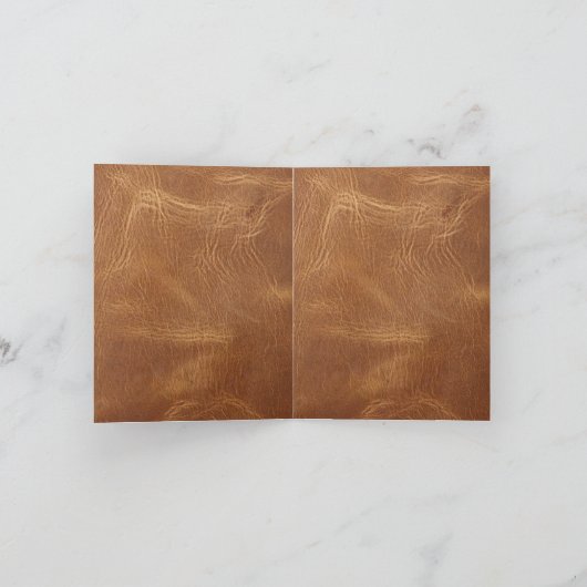 洗練されたウエスタンレザーウェディング サンキューカード (内部)