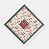 洗練されたウォーターカラーモノグラムホリデーナプキンス (コーナー)