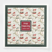 洗練されたウォーターカラーモノグラムホリデーナプキンス (正面)