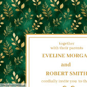 洗練されたエメラルドグリーン金ゴールド結婚の葉 招待状