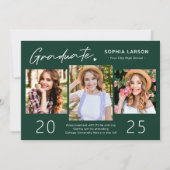 洗練されたエメラルド3フォトコラージュ卒業 案内状 (正面)