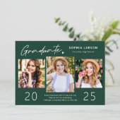 洗練されたエメラルド3フォトコラージュ卒業 案内状 (スタンド正面)