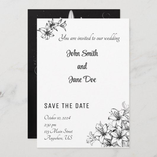 洗練されたエレガンスフローラ 招待状 (正面/裏面)