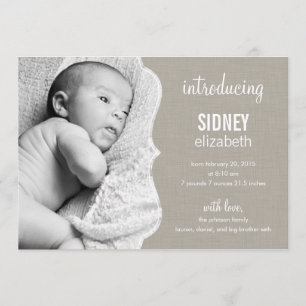 洗練されたエレガンスベビー誕生のお知らせ 案内状