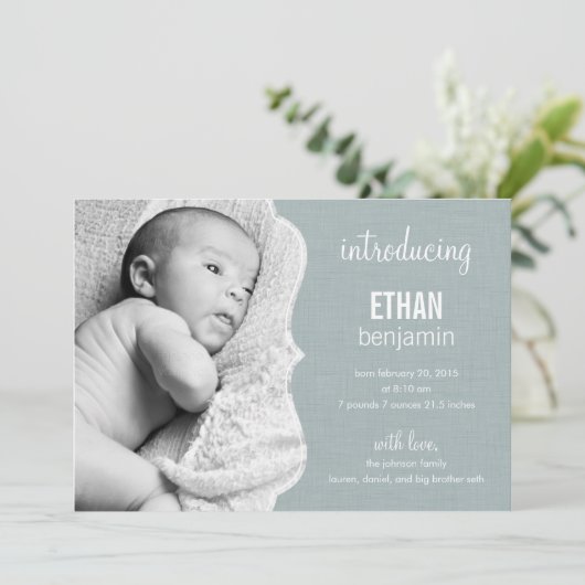 洗練されたエレガンスベビー誕生の発表 案内状 (スタンド正面)