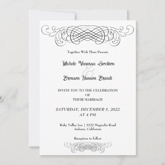 洗練されたエレガンス結婚式招待状 招待状 (正面)