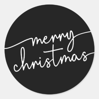 洗練されたエレガンス: ファンシー・スクリプトのメリー・クリスマス ラウンドシール