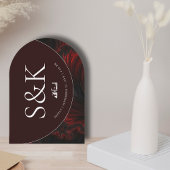 洗練されたエレガントなバーガンディのイスラムアーチのウェディング 招待状