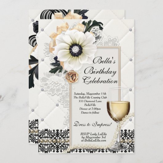 洗練されたエレガントなパーティの招待状 招待状 (正面/裏面)