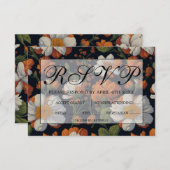 洗練されたエレガントオレンジ色の白フローラ花 出欠カード