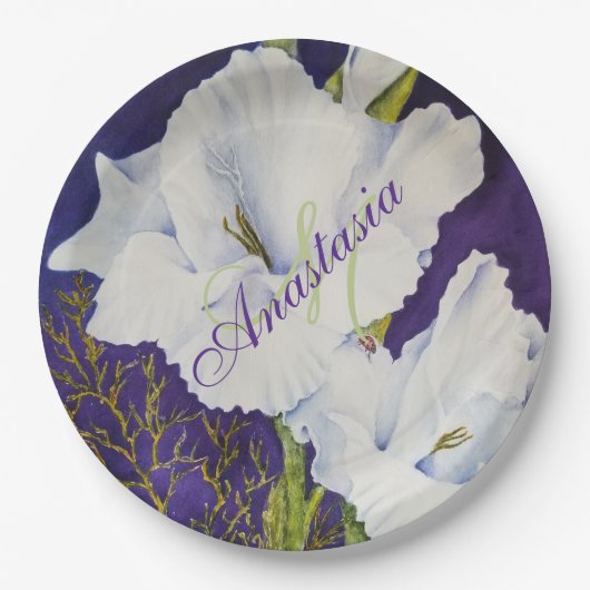 洗練されたエレガントパーティーモノグラム ペーパープレート (正面)