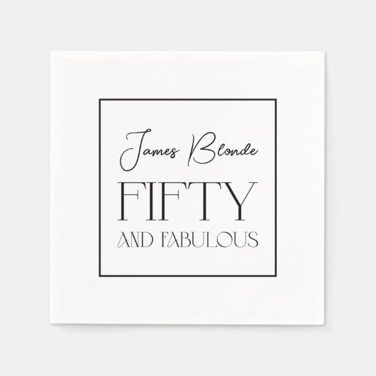 洗練されたエレガントフィフティ&素晴らしい誕生日 スタンダードカクテルナプキン (正面)