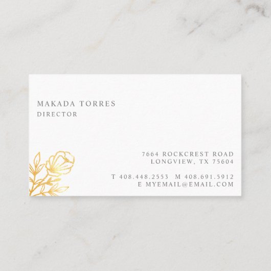 洗練されたエレガントフローラ金ゴールド植物学 名刺 (裏面)