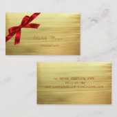 洗練されたエレガントモダン金ゴールド、赤い弓 名刺 (正面/裏面)