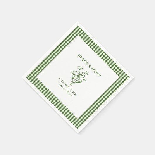 洗練されたエレガント緑のカスタムウェディング スタンダードカクテルナプキン (角)