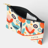 洗練されたエレガント花モダン柄 アクセサリーポーチ (見開き)