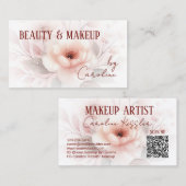 洗練されたエレガント赤面ピンクレッドフローラアート 名刺 (正面/裏面)