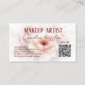 洗練されたエレガント赤面ピンクレッドフローラアート 名刺 (裏面)