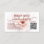 洗練されたエレガント赤面ピンクレッドフローラアート 名刺 (裏面)