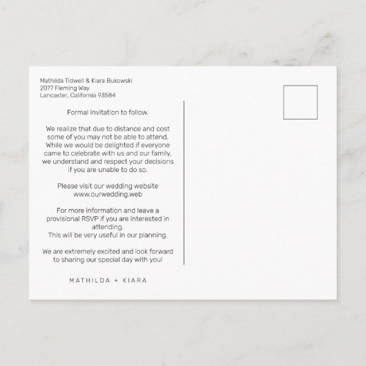 洗練されたカスタムフォトカップルのレズビアンゲイ ポストカード (裏面)