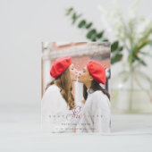 洗練されたカスタムフォトカップルのレズビアンゲイ ポストカード (スタンド正面)