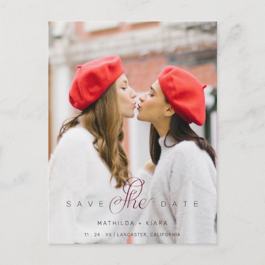 洗練されたカスタムフォトカップルのレズビアンゲイ ポストカード (正面)