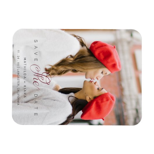 洗練されたカスタムフォトカップルのレズビアンゲイ マグネット (横)