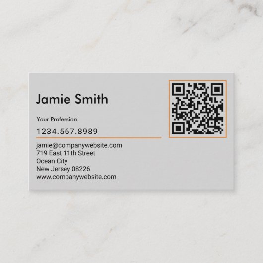 洗練されたカスタム画像QRコードグレー 名刺 (正面)