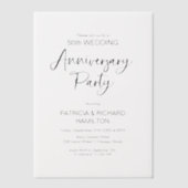 洗練されたカリグラフィーの結婚記念日 ベラム紙招待状 (正面)