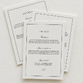 洗練されたカリグラフィー 黒と白の結婚式の詳細 エンクロージャーカード