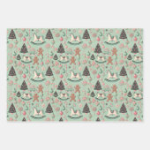 洗練されたキッズパステルクリスマスギフトラップセット ラッピングペーパーシート (正面2)