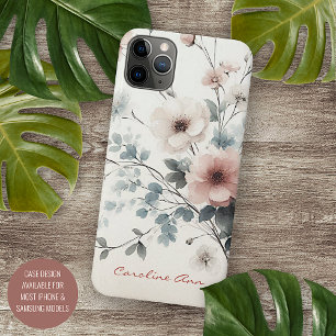 洗練されたクラシカルで繊細な水彩花 iPhone 11 PRO MAXケース