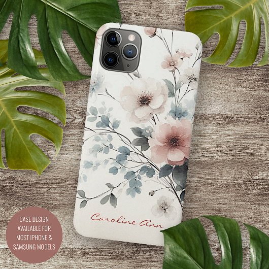 洗練されたクラシカルで繊細な水彩花 Case-Mate iPhoneケース