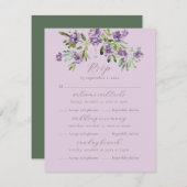 洗練されたクラシックバイオレットフローラ数々のイベント 出欠カード (正面/裏面)