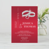 洗練されたクラス、シルバー結婚のリングや輪結婚ズ 招待状 (スタンド正面)