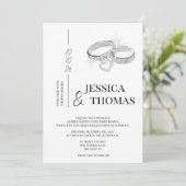 洗練されたクラス、シルバー結婚のリングや輪結婚ズ 招待状 (スタンド正面)