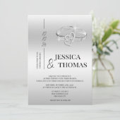 洗練されたクラス、シルバー結婚のリングや輪結婚ズ 招待状 (スタンド正面)