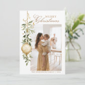 洗練されたクリスマスグリーン金ゴールドオーナメント シーズンカード (スタンド正面)