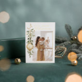 洗練されたクリスマスグリーン金ゴールドオーナメント 箔シーズンカード