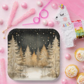 洗練されたクリスマスゴールデンツリー ペーパープレート (パーティー)