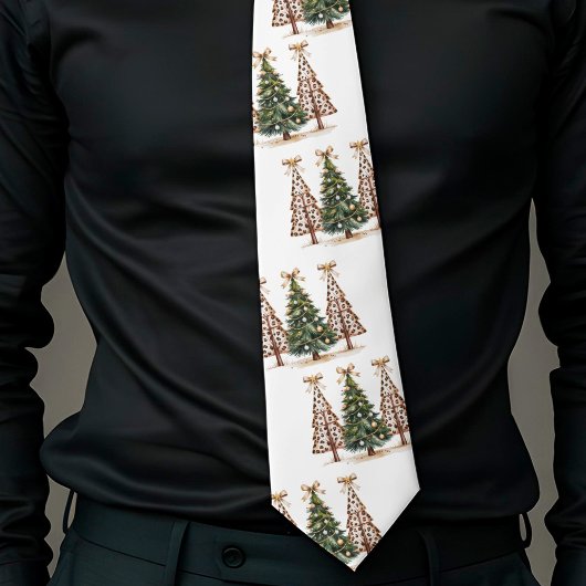 洗練されたクリスマスツリーの緑とゴールドのテーマ ネクタイ