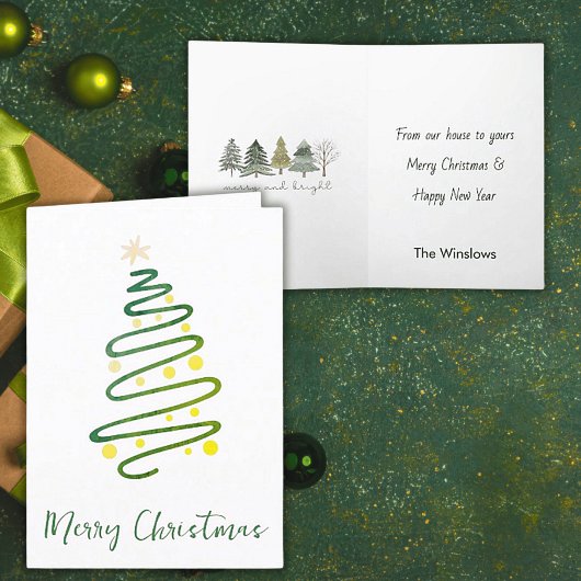 洗練されたクリスマスツリードードルグリーティングカード カード