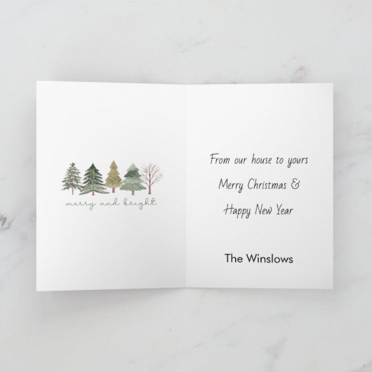 洗練されたクリスマスツリードードルグリーティングカード カード (内部)