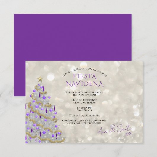 洗練されたクリスマスパーティー 招待状 (正面/裏面)