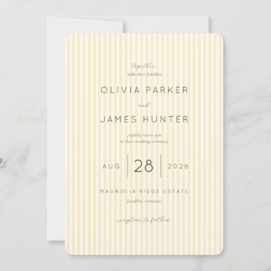 洗練されたクリーム色の斜めストライプ 招待状 (正面)