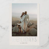 洗練されたクリーム&シルバーハッピーホリデーズフォト 箔シーズンカード (正面)